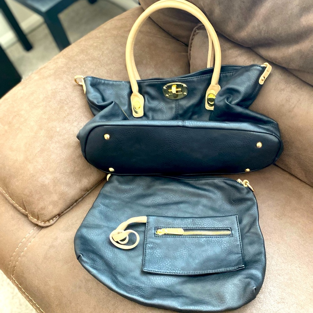 Triple Charming Charlie tote w/clutch and coin purse.